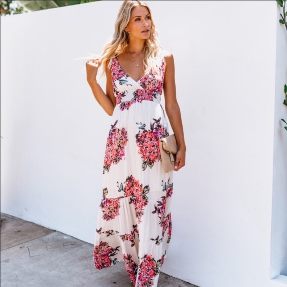 SOLD***Vici Heavenly Hydrangea Maxi Dress - Picture 2 of 4